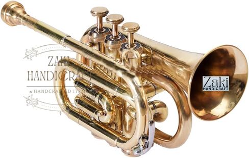 بوق جيب بي بي 3 صمامات نحاس | لمسة نهائية من النحاس الذهبي بجيب الملعب Bb Pitch Pocket مثالية للطلاب والمبتدئين | مع حافظة صلبة مجانية وقطعة فم وقفازات وقطعة قماش للتنظيف in Kuwait