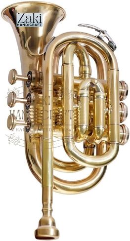 بوق جيب بي بي 3 صمامات نحاس | لمسة نهائية من النحاس الذهبي بجيب الملعب Bb Pitch Pocket مثالية للطلاب والمبتدئين | مع حافظة صلبة مجانية وقطعة فم وقفازات وقطعة قماش للتنظيف in Kuwait