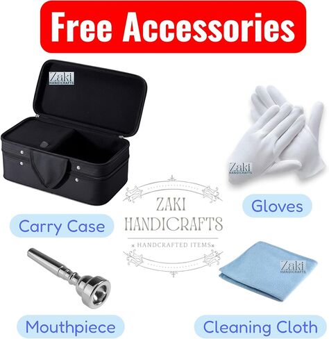 بوق جيب بي بي 3 صمامات نحاس | لمسة نهائية من النحاس الذهبي بجيب الملعب Bb Pitch Pocket مثالية للطلاب والمبتدئين | مع حافظة صلبة مجانية وقطعة فم وقفازات وقطعة قماش للتنظيف in Kuwait