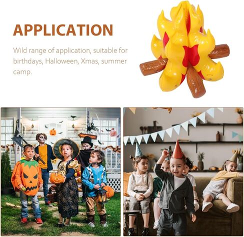 Cabilock 18 Inch Inflatable Campfire Camping Props, Fake Bonfire Party Scene Decoration, Reusable Portable Artificial Inflatable Flame for Indoor and Outdoor Camping Game Props in Kuwait
