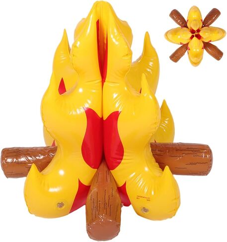 Cabilock 18 Inch Inflatable Campfire Camping Props, Fake Bonfire Party Scene Decoration, Reusable Portable Artificial Inflatable Flame for Indoor and Outdoor Camping Game Props in Kuwait