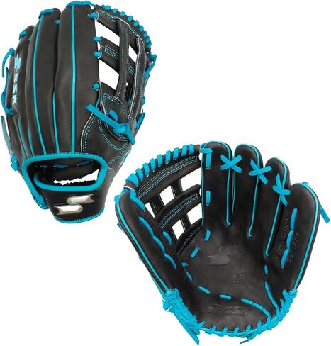قفاز البيسبول SSK Z7 Specialist Outfield - 12.5 بوصة - 12.75 بوصة - غطاء لليد اليمنى واليسرى (أسود/أزرق كهربائي، 12.5 بوصة - غطاء لليد اليمنى) in Saudi Arabia
