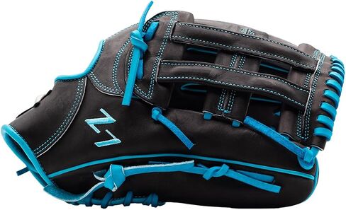 قفاز البيسبول SSK Z7 Specialist Outfield - 12.5 بوصة - 12.75 بوصة - غطاء لليد اليمنى واليسرى (أسود/أزرق كهربائي، 12.5 بوصة - غطاء لليد اليمنى) in Saudi Arabia