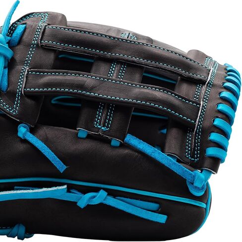 قفاز البيسبول SSK Z7 Specialist Outfield - 12.5 بوصة - 12.75 بوصة - غطاء لليد اليمنى واليسرى (أسود/أزرق كهربائي، 12.5 بوصة - غطاء لليد اليمنى) in Saudi Arabia