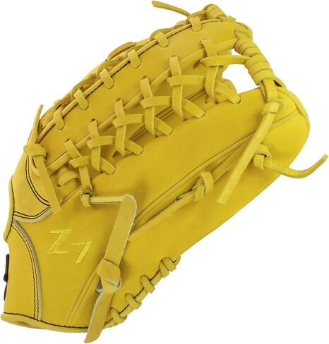 قفاز البيسبول SSK Z7 Specialist Outfield - 12.5 بوصة - 12.75 بوصة - غطاء لليد اليمنى واليسرى (12.75 بوصة - غطاء لليد اليسرى، أصفر أسمر ضارب للصفرة) in Saudi Arabia