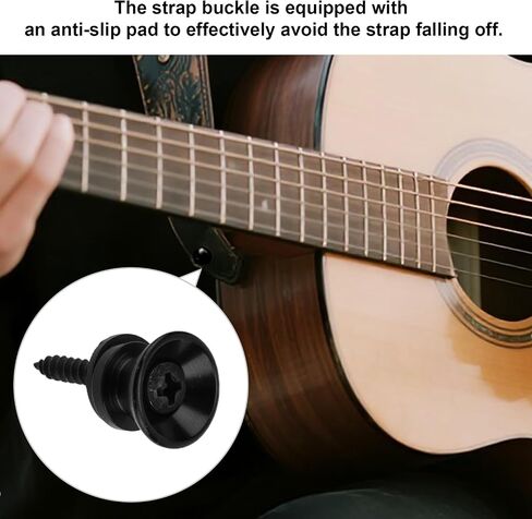 6 Pcs Guitar Strap Button Locks with Anti-Slip Washers & Screws, Alloy Strap Locks Pins Anti Slipping Instrument Parts Accessories for Guitar Ukulele Bass (Black) in Saudi Arabia