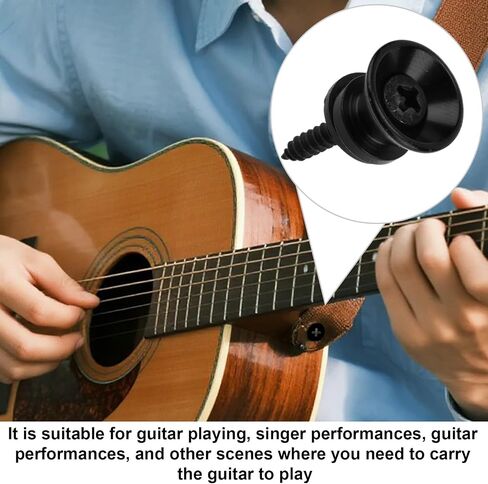 6 Pcs Guitar Strap Button Locks with Anti-Slip Washers & Screws, Alloy Strap Locks Pins Anti Slipping Instrument Parts Accessories for Guitar Ukulele Bass (Black) in Saudi Arabia