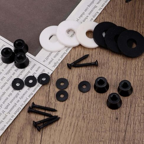 6 Pcs Guitar Strap Button Locks with Anti-Slip Washers & Screws, Alloy Strap Locks Pins Anti Slipping Instrument Parts Accessories for Guitar Ukulele Bass (Black) in Saudi Arabia