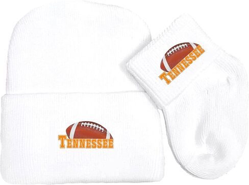Newborn Baby Knit Cap and Socks Set for Tennessee Football Fans White in Saudi Arabia