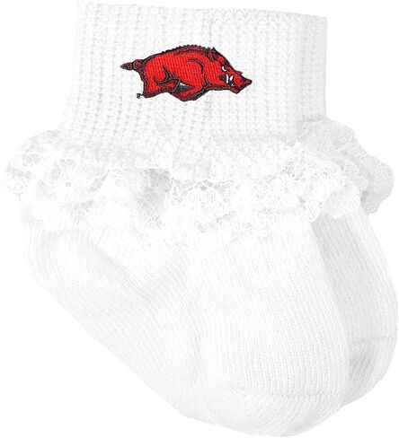 Arkansas Razorback Offiicially Licensed Baby Socks with Lace in Saudi Arabia