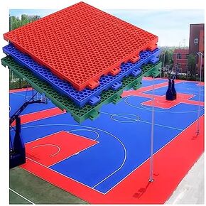 12" Interlocking Modular Floor Tiles - DIY Sports Flooring for Gym, Basketball Court & Playground - 10PCS Red Puzzle Tiles for Public Leisure Areas in Kuwait