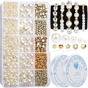 حبات لؤلؤة Pofflujent لمجوهرات صنع سوار لصنع سوار للخرز اللؤلؤ للبالغين لأساور سوار مجموعات حبات المجوهر in Kuwait