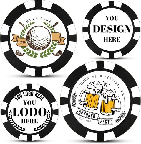 رقائق البوكر الخزفية المخصصة، تصميم شخصي ليالي الكازينو، ألعاب البوكر المنزلية، هدايا حفلات الجولف، شعار/نص/صورة قابلة للتخصيص، حزمة من 25-1000 in Kuwait