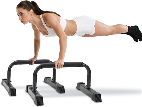 Push Up Bars: Sweat-resistant Parallettes Bar for Handstands L-sit & Dip, No Wobbling Strength Training Pushup Stands for Women Men Workout Core Exercise at Home Floor Gym in Saudi Arabia