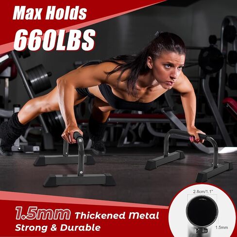 Push Up Bars: Sweat-resistant Parallettes Bar for Handstands L-sit & Dip, No Wobbling Strength Training Pushup Stands for Women Men Workout Core Exercise at Home Floor Gym in Saudi Arabia