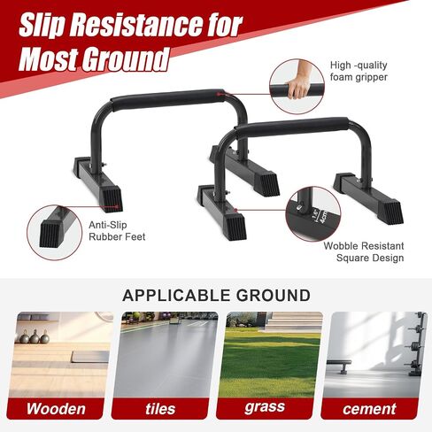 Push Up Bars: Sweat-resistant Parallettes Bar for Handstands L-sit & Dip, No Wobbling Strength Training Pushup Stands for Women Men Workout Core Exercise at Home Floor Gym in Saudi Arabia