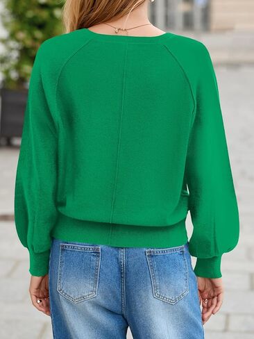 Saodimallsu Womens Button Crew Neck Sweater Fall Long Sleeve Henley Shirts Trendy Loose Knit Pullover Tops in Kuwait