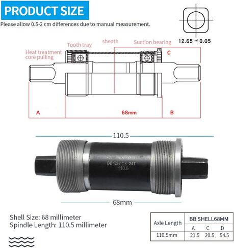 Square Taper JIS Bottom Bracket 68 X110mm/123mm/127mm for Mountain Bike Replace BB-UN26 (68 x 110mm) in Saudi Arabia
