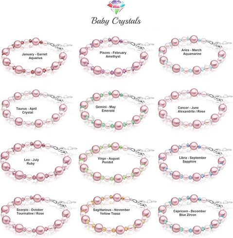 Custom Birthstone Bracelet for Kids, Initial Bracelets for Girls, 925 Sterling Silver Personalized Gifts for women, Crystal jewelry, Newborn Baby Girl, infant, Toddler, Teen, Mother, Birthday Gift in Kuwait