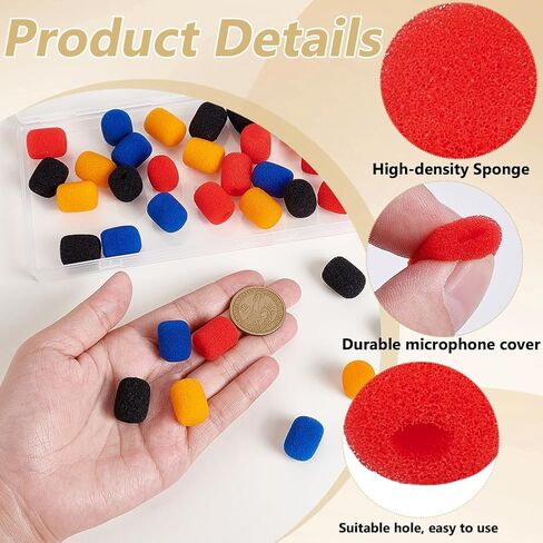 AHANDMAKER 40 حزمة ميكروفون صغير الزجاج الأمامي ميكروفون رغوة غطاء 4 ألوان رغوة مرشح البوب ​​لاستوديو بودكاست بث مباشر الألعاب تسجيل الموسيقى مهرجان المرحلة الديكور in Saudi Arabia