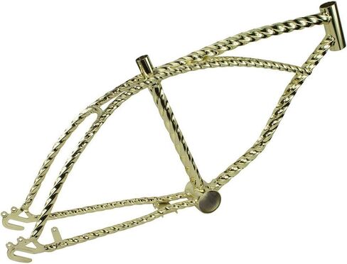 إطار دراجة OG Lowrider مقاس 20 بوصة من الكروم/الذهبي - هيكل كلاسيكي من الصلب لإطار الدراجة Lowrider مع طراز عتيق وبنية متينة، إطار دراجة in Kuwait