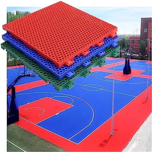 12" Interlocking Modular Floor Tiles - DIY Sports Flooring for Gym, Basketball Court & Playground - 10PCS Red Puzzle Tiles for Public Leisure Areas in Saudi Arabia