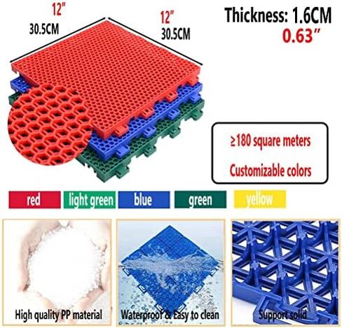 12" Interlocking Modular Floor Tiles - DIY Sports Flooring for Gym, Basketball Court & Playground - 10PCS Red Puzzle Tiles for Public Leisure Areas in Saudi Arabia