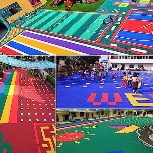 12" Interlocking Modular Floor Tiles - DIY Sports Flooring for Gym, Basketball Court & Playground - 10PCS Red Puzzle Tiles for Public Leisure Areas in Saudi Arabia