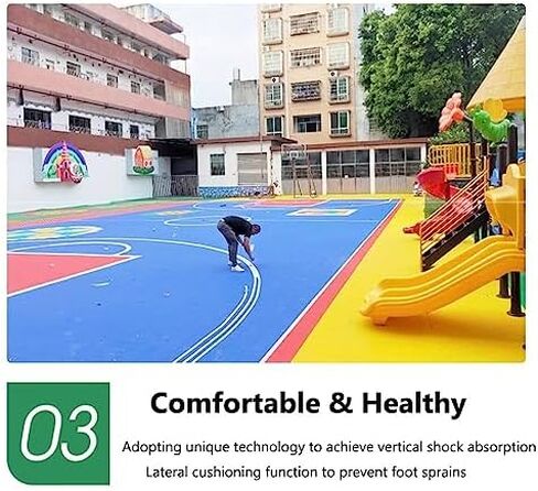 12" Interlocking Modular Floor Tiles - DIY Sports Flooring for Gym, Basketball Court & Playground - 10PCS Red Puzzle Tiles for Public Leisure Areas in Saudi Arabia