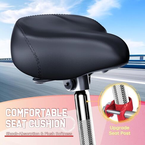 دراجة ثلاثية العجلات للبالغين بـ 7 سرعات، دراجة كروزر مقاس 24/26 بوصة مع سلة كبيرة للنساء والرجال وكبار السن، دراجة ثلاثية العجلات للأماكن الخارجية والتسوق والترفيه والنزهة (أحمر/أزرق/أرجواني) in Kuwait