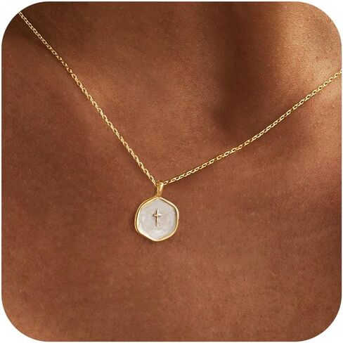 Cross Necklace for Women,Double Cross Necklace Gold Plated Cross Necklaces for Women Trendy Dainty 14K Gold Cross Pendant Necklace Simple Cute Choker Necklace Gold Charm Necklace for Women Jewelry in Saudi Arabia