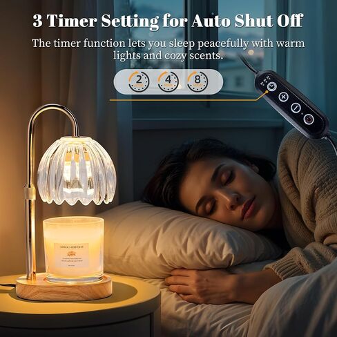 مصباح شمعة دافئ مع ارتفاع توقيت قابلة للتعديل ، لديكور المنزل الجديد ، عيد الأم ، هدايا أعياد الميلاد للنساء ، مصباح أكثر دفئًا للشمع لشموع الجرة مع 2 لمبات in Kuwait