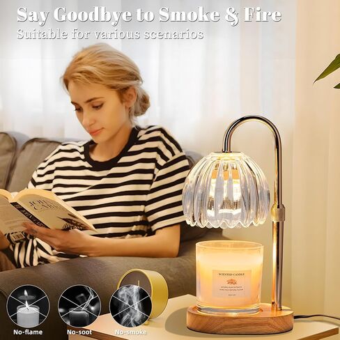 مصباح شمعة دافئ مع ارتفاع توقيت قابلة للتعديل ، لديكور المنزل الجديد ، عيد الأم ، هدايا أعياد الميلاد للنساء ، مصباح أكثر دفئًا للشمع لشموع الجرة مع 2 لمبات in Kuwait