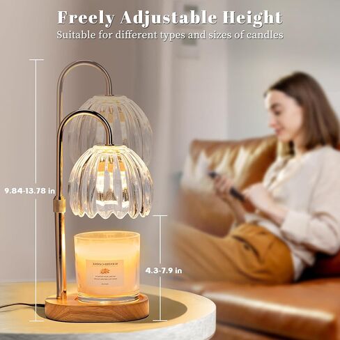 مصباح شمعة دافئ مع ارتفاع توقيت قابلة للتعديل ، لديكور المنزل الجديد ، عيد الأم ، هدايا أعياد الميلاد للنساء ، مصباح أكثر دفئًا للشمع لشموع الجرة مع 2 لمبات in Kuwait