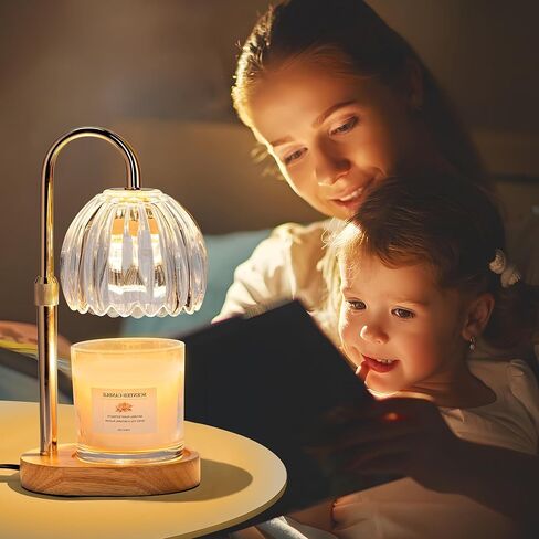 مصباح شمعة دافئ مع ارتفاع توقيت قابلة للتعديل ، لديكور المنزل الجديد ، عيد الأم ، هدايا أعياد الميلاد للنساء ، مصباح أكثر دفئًا للشمع لشموع الجرة مع 2 لمبات in Kuwait