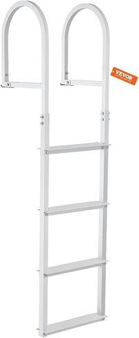 VEVOR Dock Ladder, Removable 4 Steps, 500 lbs Load Capacity, Aluminum Alloy Pontoon Boat Ladder with 3.1'' Wide Step & Nonslip Mat, Easy to Install for Ship/Lake/Pool/Marine Boarding in Saudi Arabia