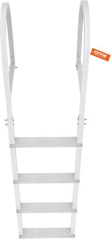 VEVOR Dock Ladder, Removable 4 Steps, 500 lbs Load Capacity, Aluminum Alloy Pontoon Boat Ladder with 3.1'' Wide Step & Nonslip Mat, Easy to Install for Ship/Lake/Pool/Marine Boarding in Saudi Arabia