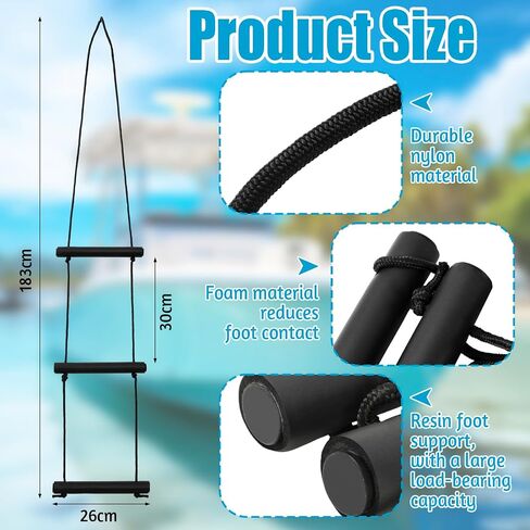 3 Step Boat Rope Ladder Portable Assist Boat Boarding Outdoor Climbing Rope Ladder for Inflatable Boat Sailboat Motorboat Canoeing Kayak Supplies in Saudi Arabia