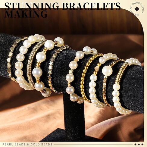 حبات لؤلؤة Pofflujent لمجوهرات صنع سوار لصنع سوار للخرز اللؤلؤ للبالغين لأساور سوار مجموعات حبات المجوهر in Kuwait