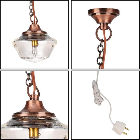 Waldosia 1:12 Scale Dollhouse Miniature 12v Kitchen Classic Swag Lamp with Glass Shade in Saudi Arabia