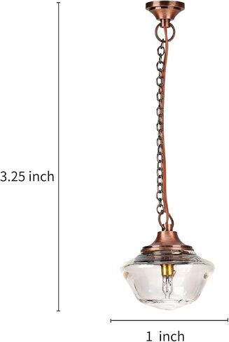 Waldosia 1:12 Scale Dollhouse Miniature 12v Kitchen Classic Swag Lamp with Glass Shade in Saudi Arabia