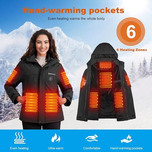 Heated Jacket for Women with Fleece Lining 20000mAh Battery Windproof Waterproof Women‘s Heated Jacket 2025 Upgrade in Kuwait