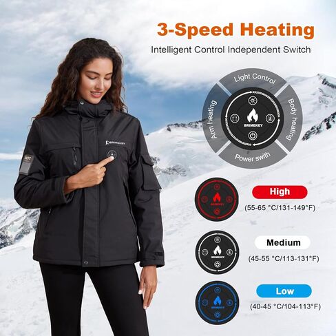 Heated Jacket for Women with Fleece Lining 20000mAh Battery Windproof Waterproof Women‘s Heated Jacket 2025 Upgrade in Kuwait