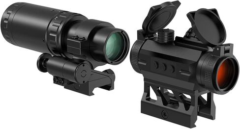 Feyachi V30 2 MOA Red Dot وM37 Magnifier Combo - تكبير من 1.5X إلى 5X، 10 مستويات سطوع، شاهد مشترك مطلق، حامل من الوجه إلى الجانب in Saudi Arabia