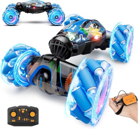 Gigilli Gesture Sensing RC Stunt Car Boys Toys Age 6-8-12, 4WD Remote Control Twist Drift Car with Spray Music Lights for Kids Ages 7 9 10 11 Years Old, Cool Birthday Presents Ideal Gifts for Boys in Saudi Arabia