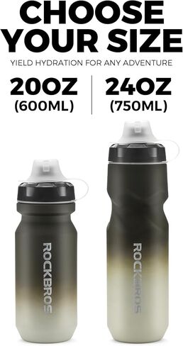 ROCKBROS Bike Water Bottle 20OZ,Gradient Soft Touch Design,BPA-Free Leak-Proof Squeeze Bottle with Wide Mouth for Easy Cleaning,for Cycling,Hiking,Gym,Sports,Little Ghost White in Saudi Arabia