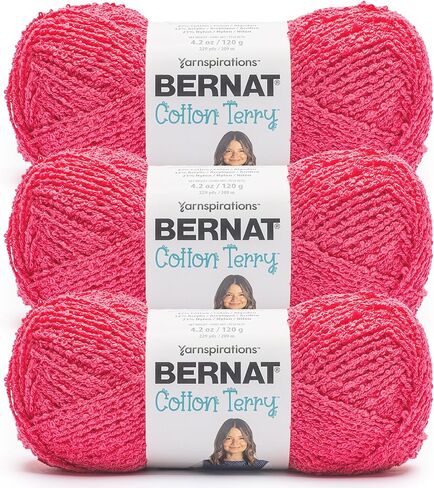 Bernat Cotton Terry Chambray Yarn - 3 حزمة من 120 جم / 4.2 أوقية - 47 ٪ من القطن 32 ٪ من أكريليك 21 ٪ من النايلون - #4 الصوفي (المتوسط) - 209m / 229yard in Saudi Arabia