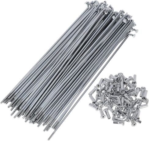 72 Set 14G Bicycle Spokes 185mm Bike Wheel Spokes Carbon Steel Galvanized Silver Tone in Saudi Arabia