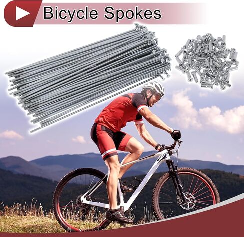 72 Set 14G Bicycle Spokes 185mm Bike Wheel Spokes Carbon Steel Galvanized Silver Tone in Saudi Arabia