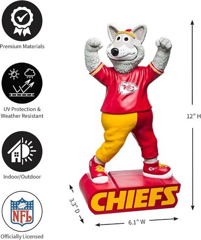 تمثال حديقة من Evergreen Enterprises NFL Kansas City Chiefs Mascot Design، ألوان الفريق، مقاس واحد in Saudi Arabia